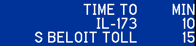 TIME TO IL-173 S BELOIT TOLL MIN 9 13 