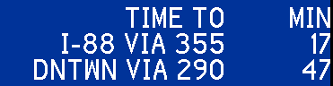 TIME TO I-88 VIA 355 DNTWN VIA 290 MIN 17 31 