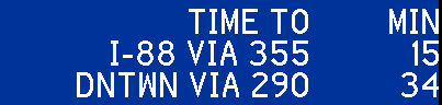 TIME TO I-88 VIA 355 DNTWN VIA 290 MIN 15 28 